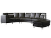 7 Seater Curved Leather Modular Sofa Black