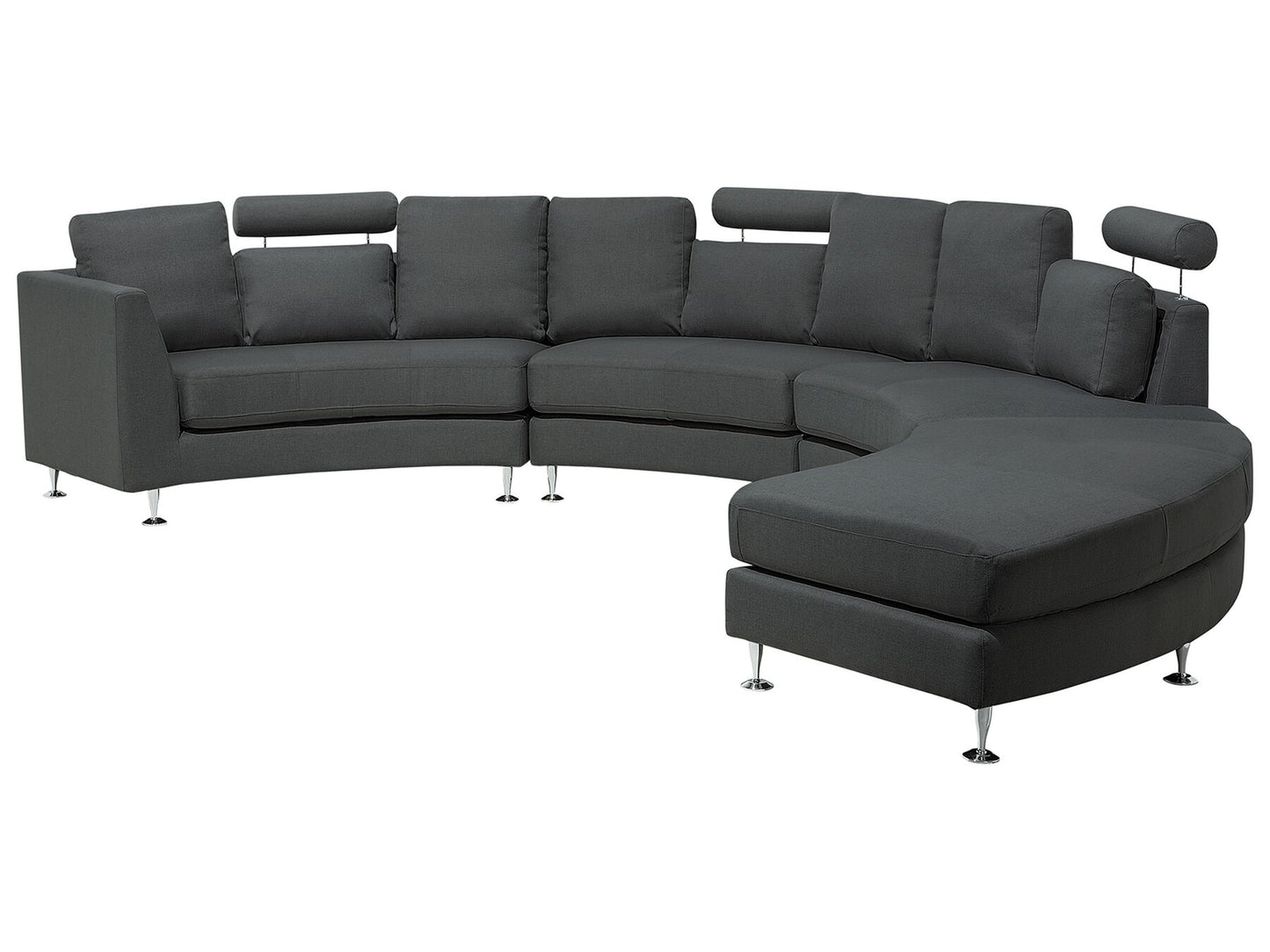 7 Seater Curved Fabric Modular Sofa Grey ROTUNDE