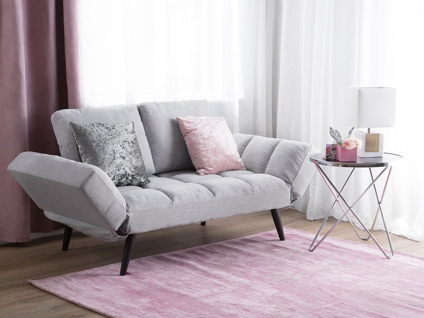 Fabric Sofa Bed Light Grey BREKKE