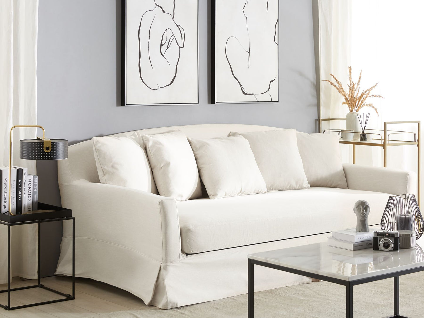 3 Seater Fabric Sofa Light Grey GILJA