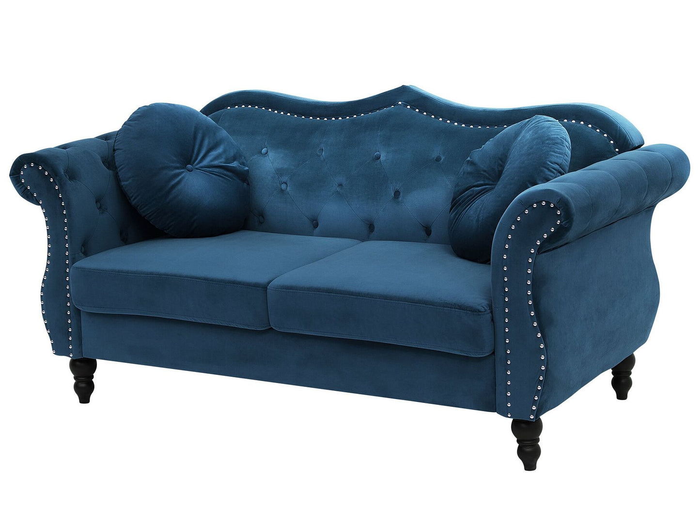 2 Seater Velvet Sofa Navy Blue SKIEN