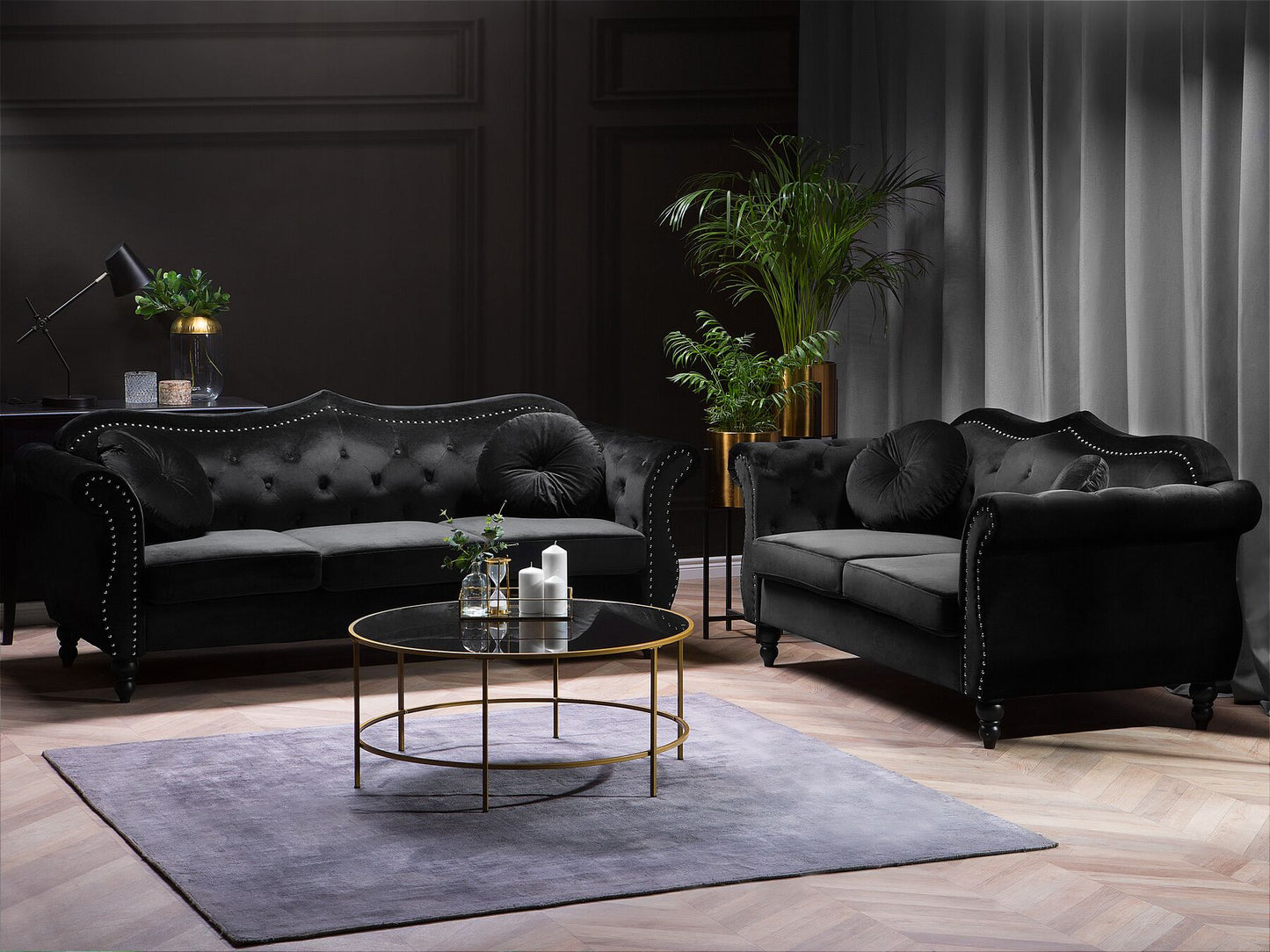 2 Seater Velvet Sofa Black SKIEN