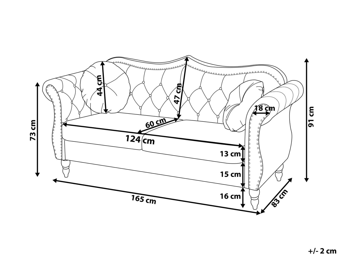 2 Seater Velvet Sofa Black SKIEN