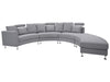 Curved Sofa Fabric Light Grey 7 Seater Symmetrical