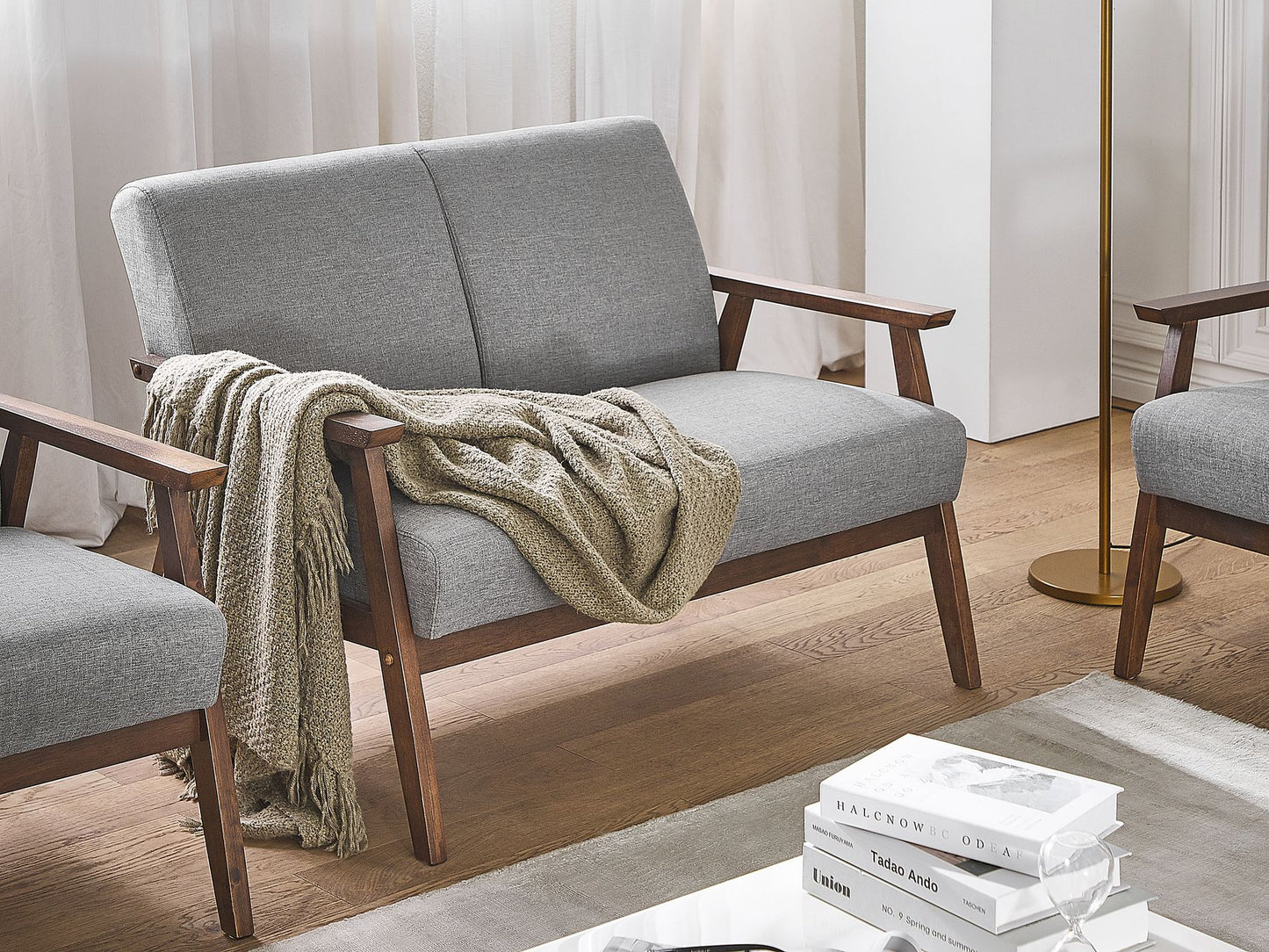3 Seater Fabric Sofa Grey ASNES