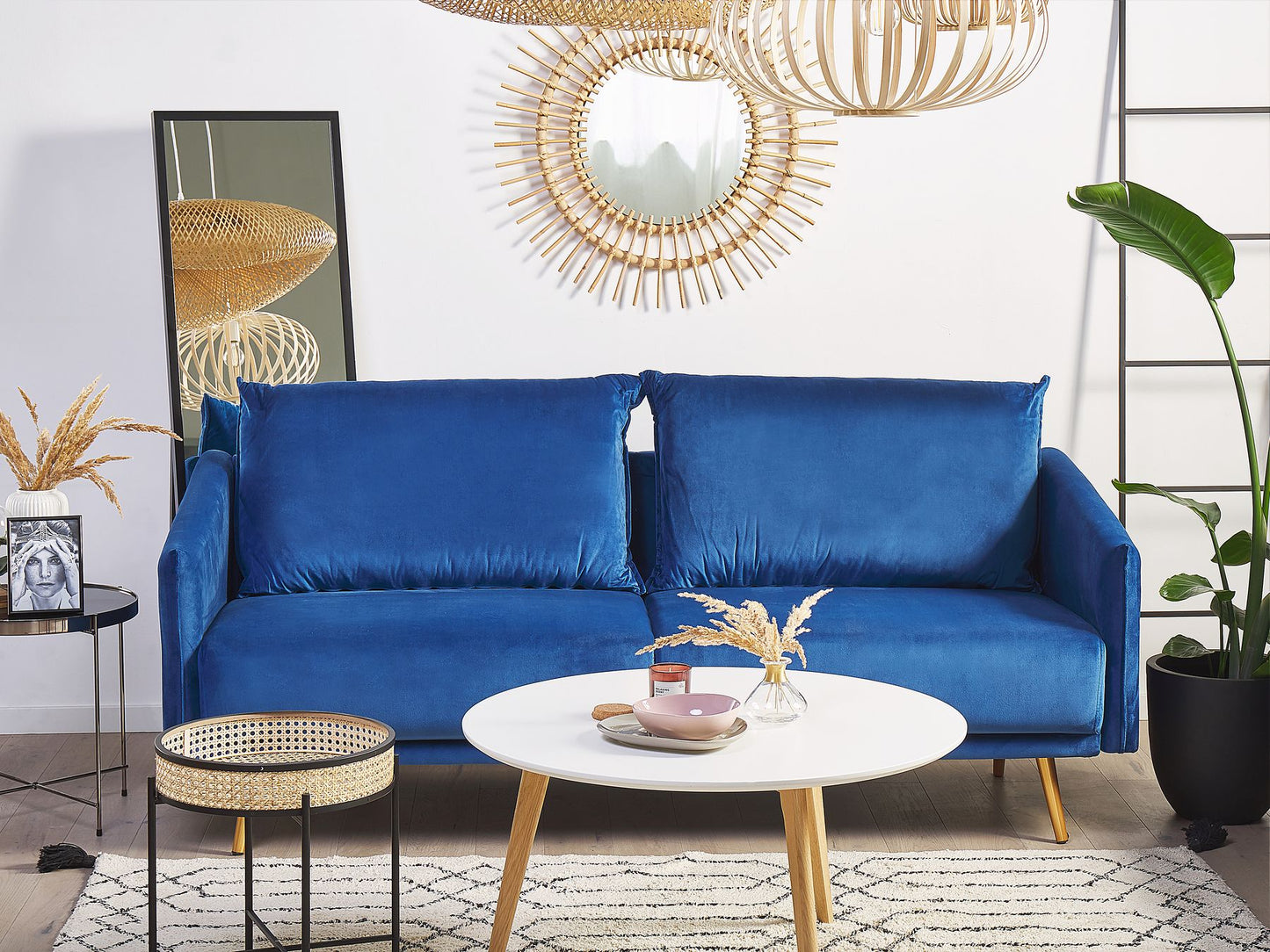 Sofa MAURA Velvet Navy Blue 3 Seater