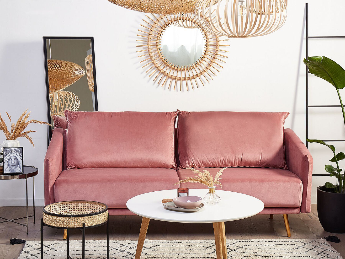 Sofa MAURA Velvet Pink 3 Seater