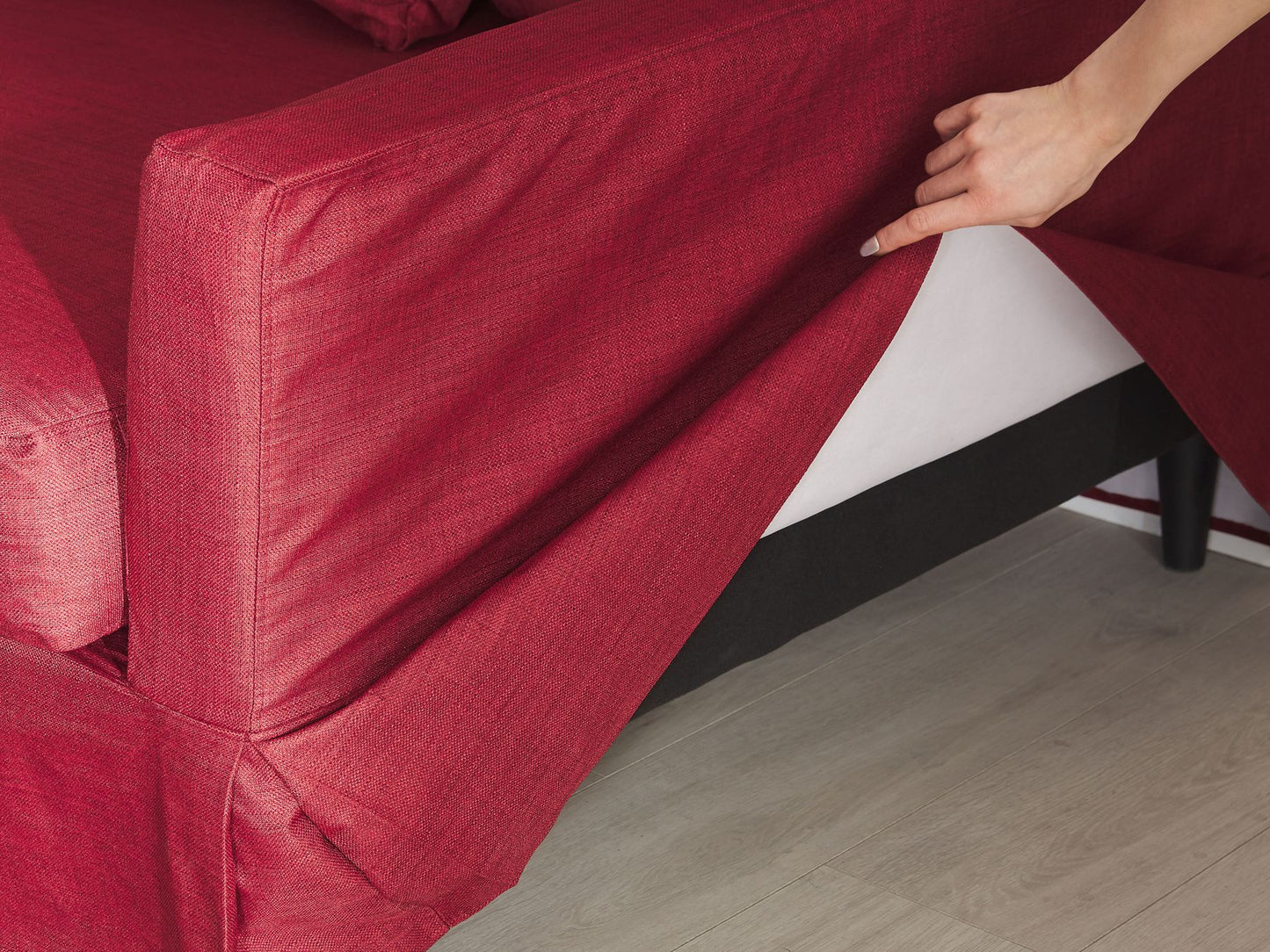 3 Seater Fabric Sofa Red GILJA