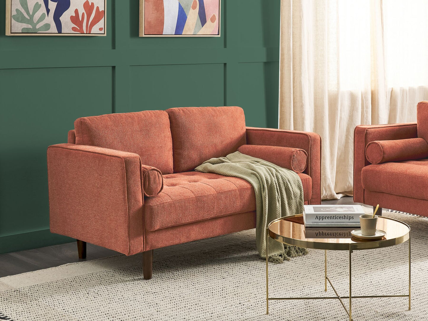 2 Seater Fabric Sofa Golden Brown NURMO