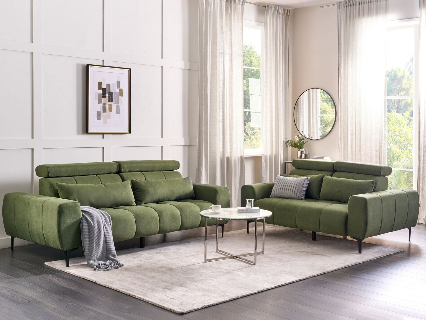 2 Seater Fabric Sofa Green VEGAMO