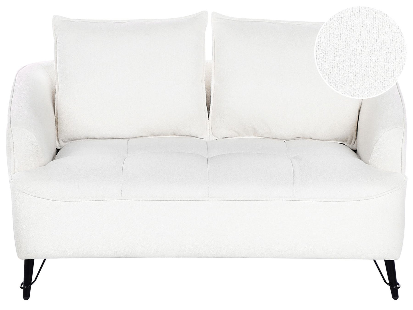 2 Seater Boucle Sofa White HOBRO
