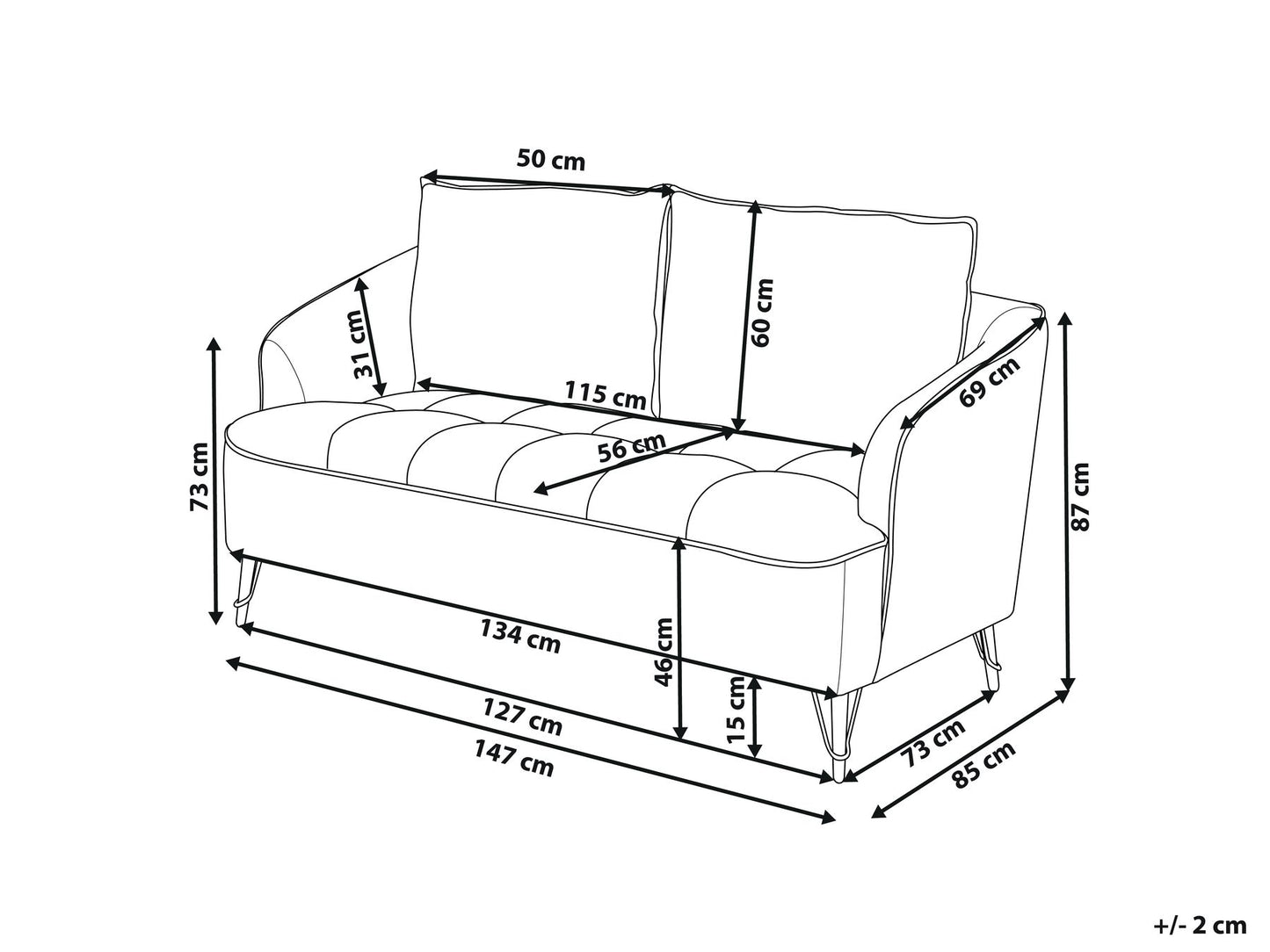 2 Seater Boucle Sofa White HOBRO