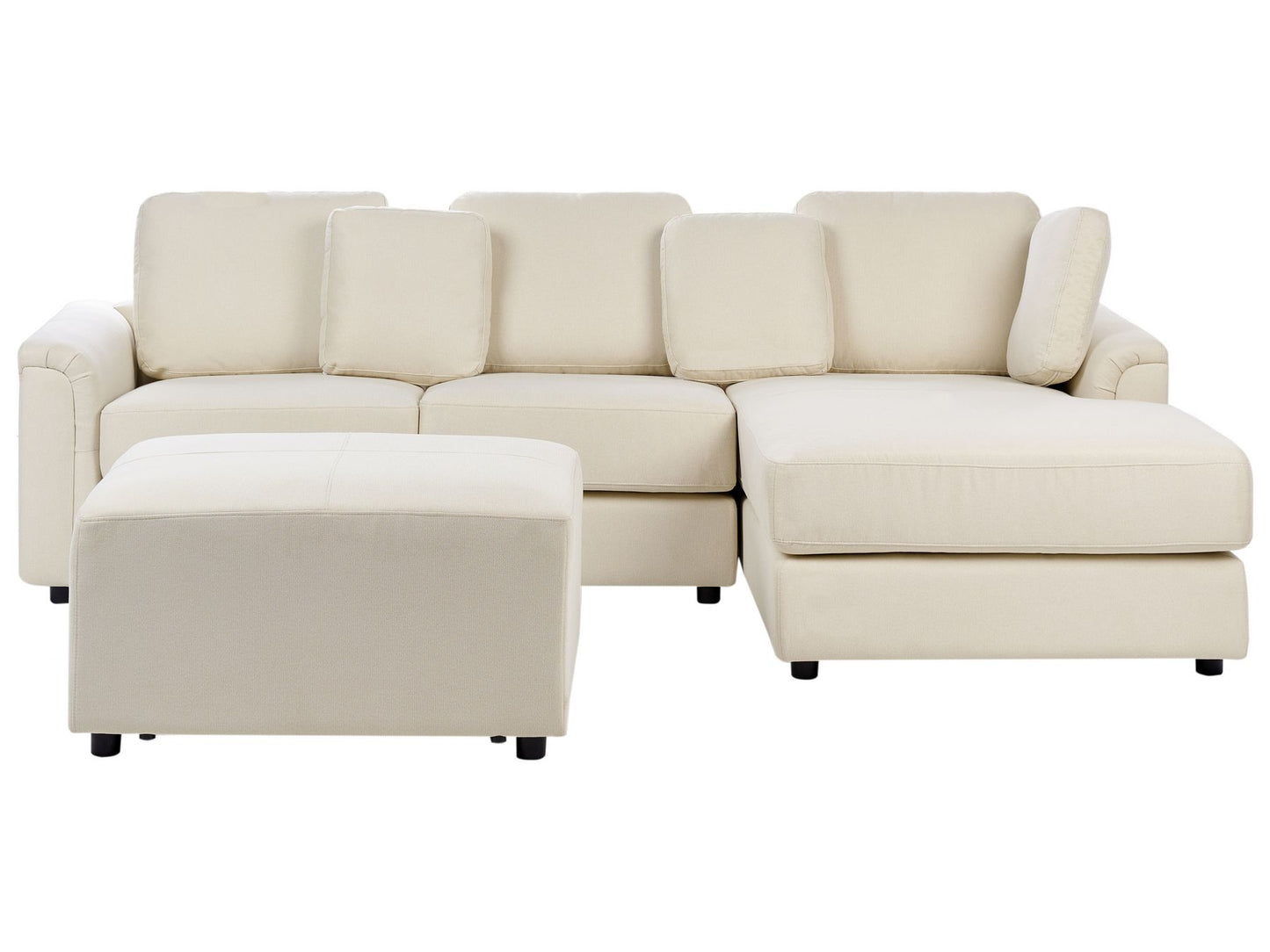 Left Hand Fabric Corner Sofa with Ottoman Light Beige KOHLO