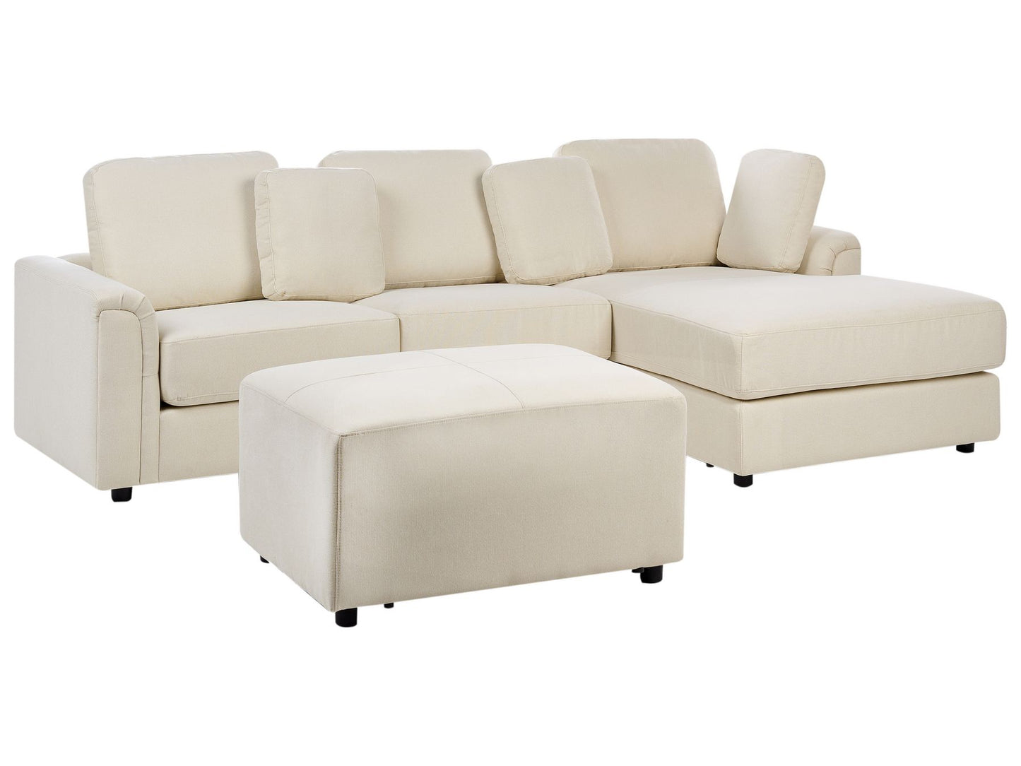 Left Hand Fabric Corner Sofa with Ottoman Light Beige KOHLO