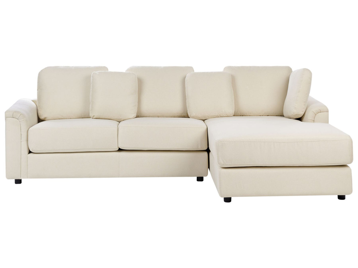 Left Hand Fabric Corner Sofa with Ottoman Light Beige KOHLO