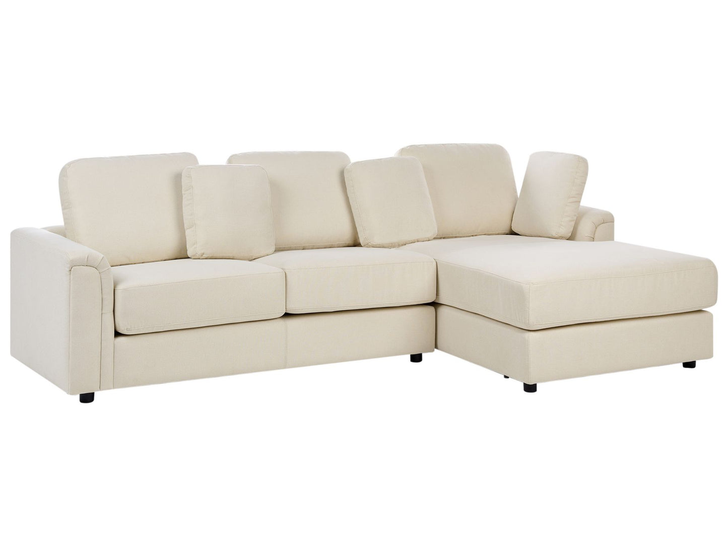 Left Hand Fabric Corner Sofa with Ottoman Light Beige KOHLO