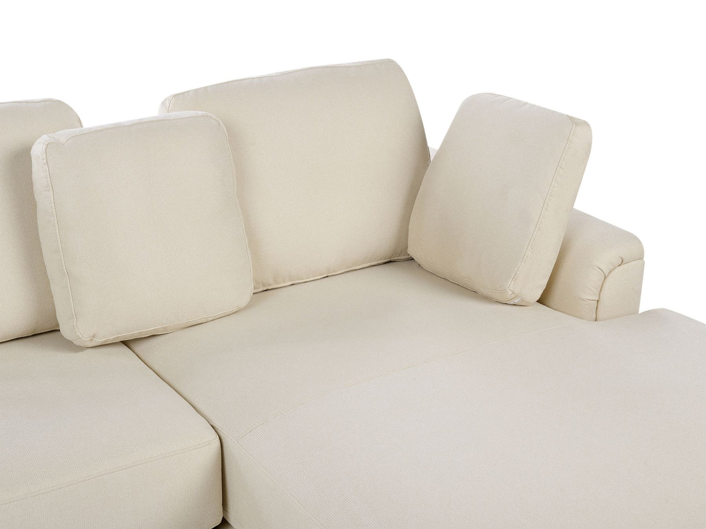Left Hand Fabric Corner Sofa with Ottoman Light Beige KOHLO