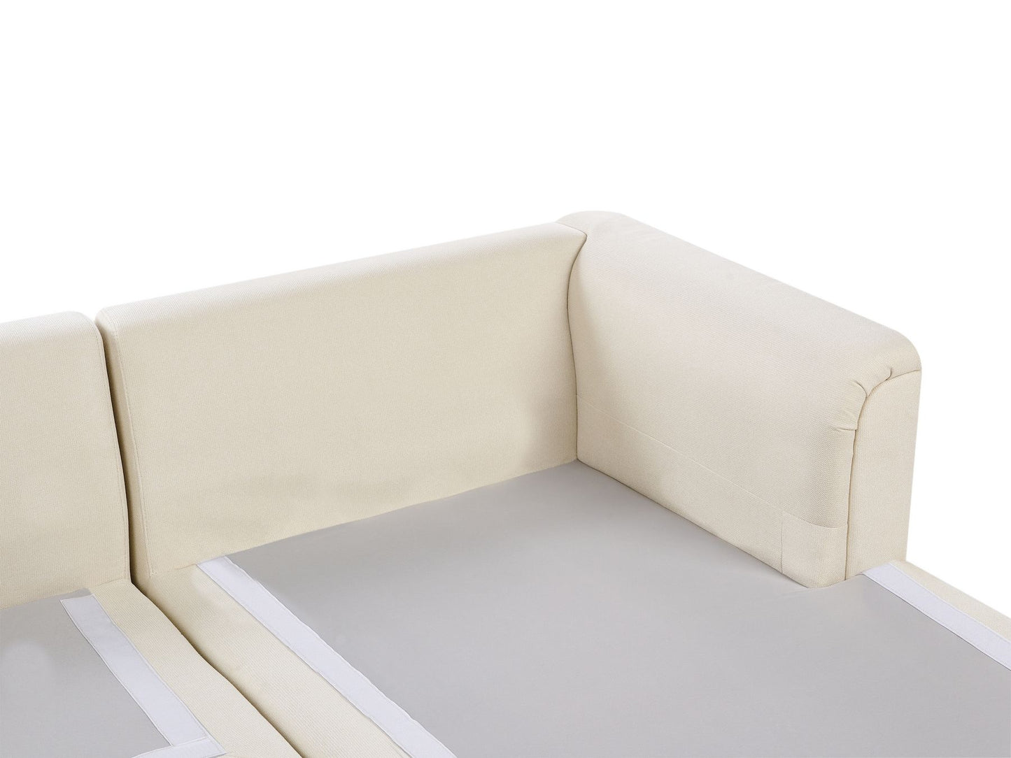 Left Hand Fabric Corner Sofa with Ottoman Light Beige KOHLO