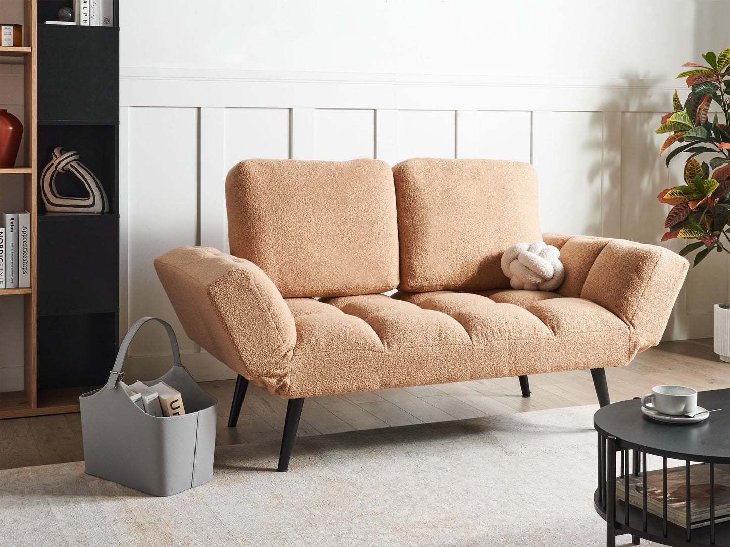 Boucle Sofa Bed Sand Beige BREKKE