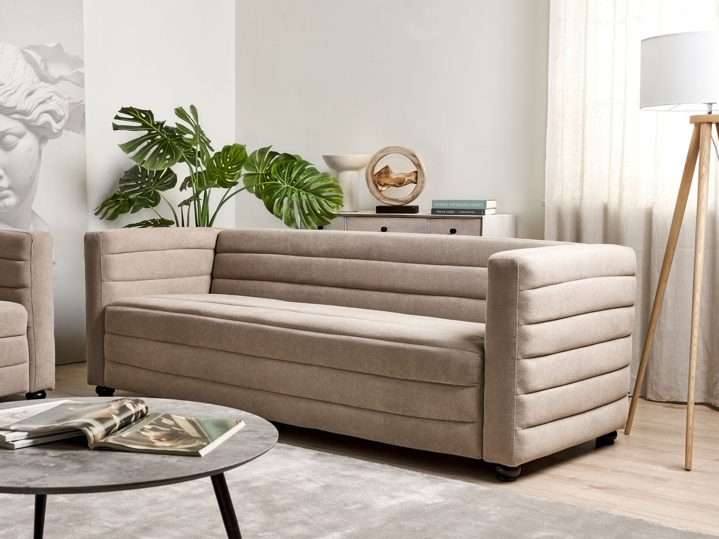 3 Seater Fabric Sofa Taupe HOFN