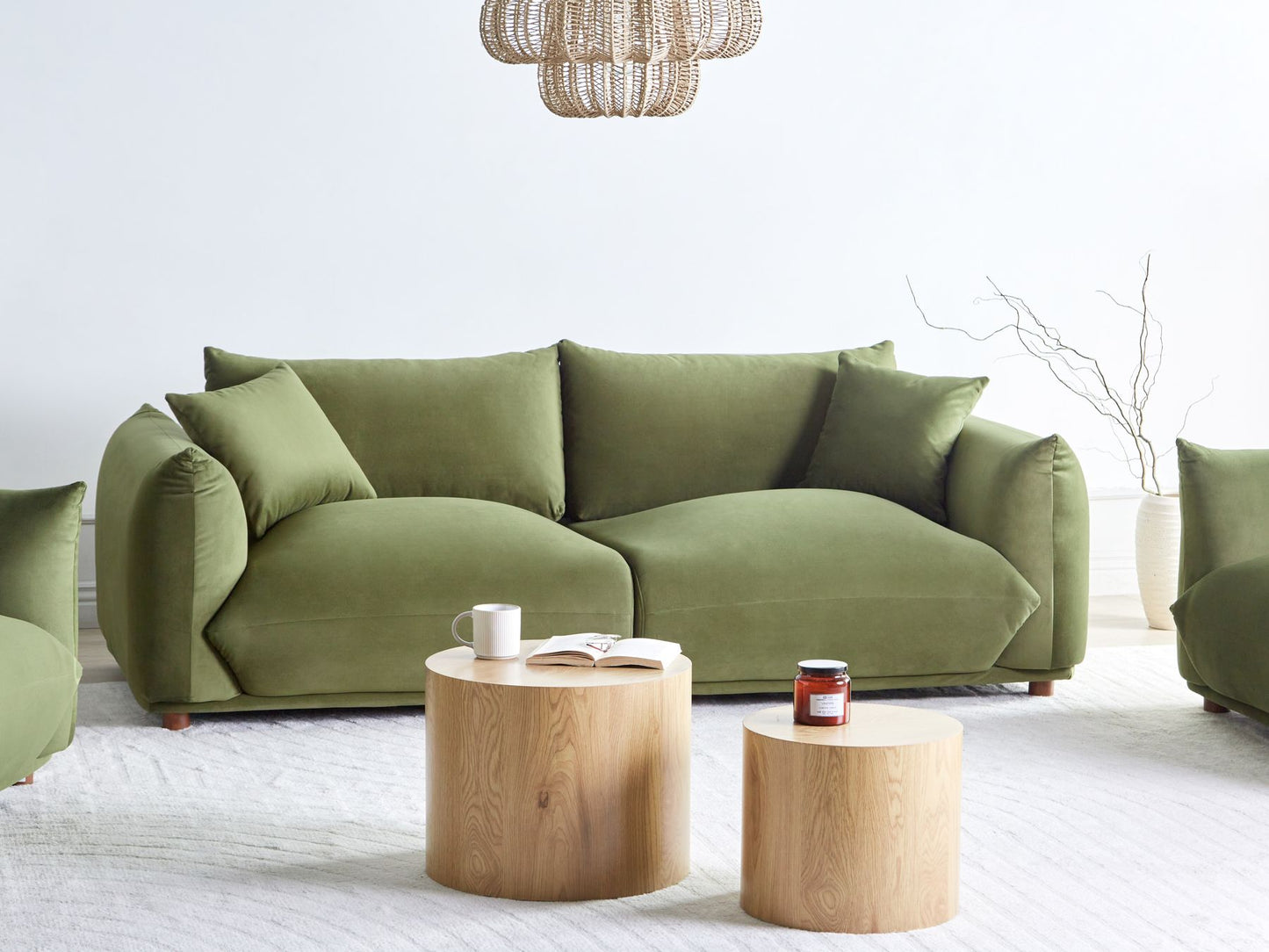 Sofa LUVOS Velvet Green 3 Seater