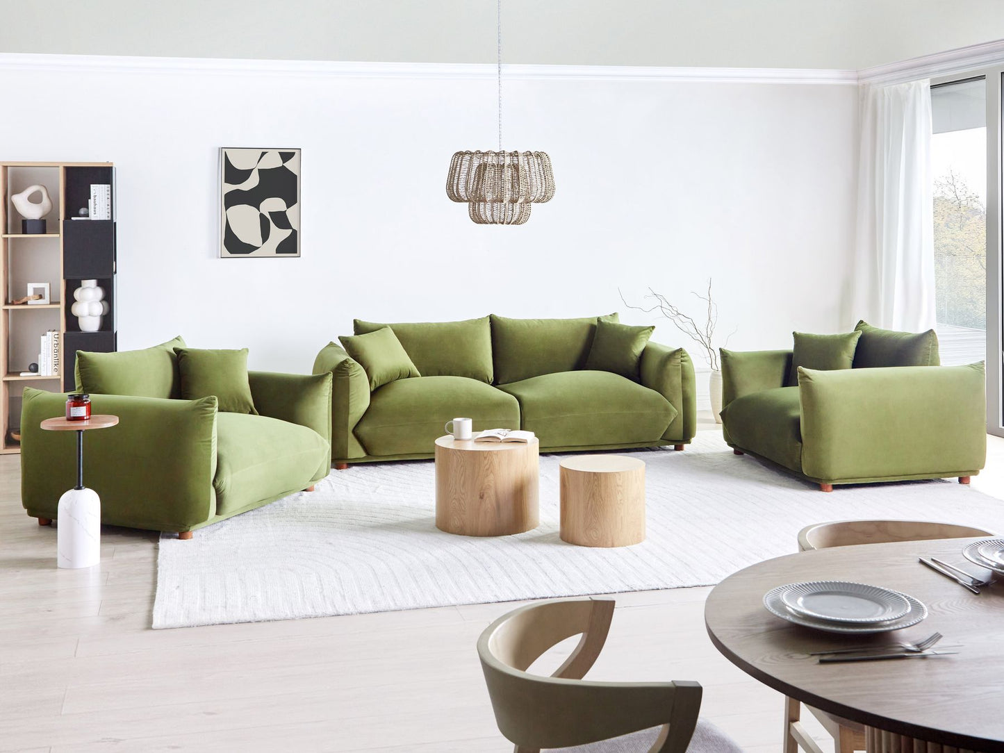 Sofa LUVOS Velvet Green 3 Seater