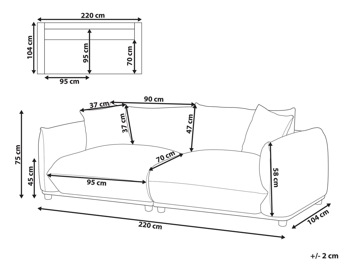 Sofa LUVOS Velvet Green 3 Seater