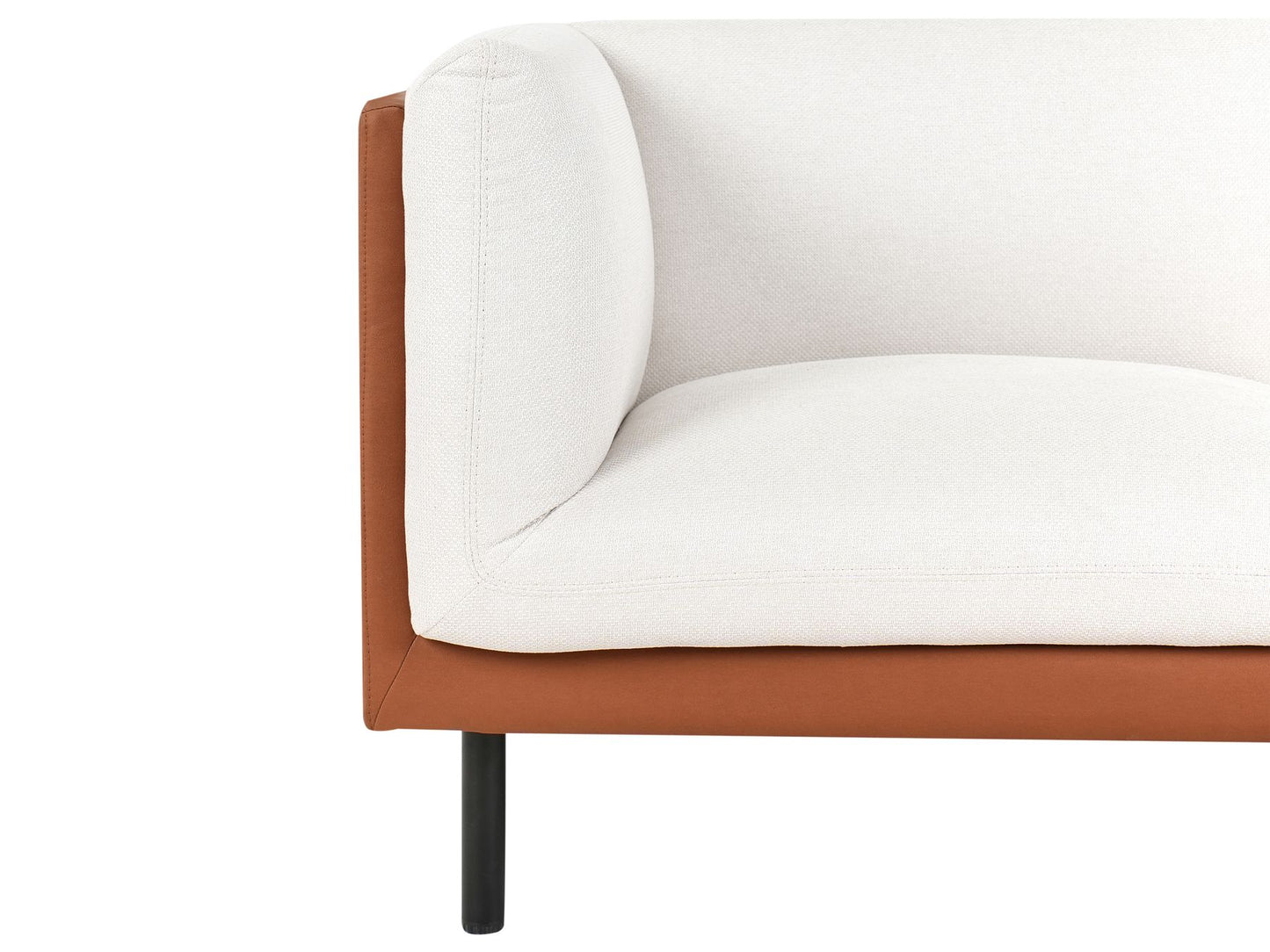 2 Seater Faux Leather Sofa Off-White and Brown VORGOD