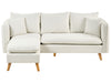 3 Seater Fabric Sofa with Ottoman White