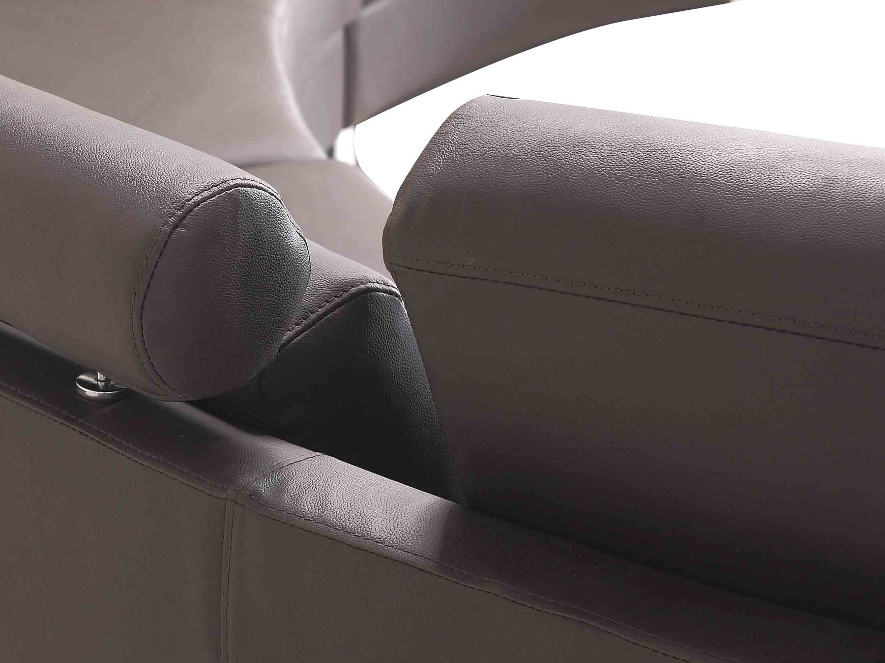 Curved Sofa ROTUNDE Leather Brown 7 Seater Symmetrical