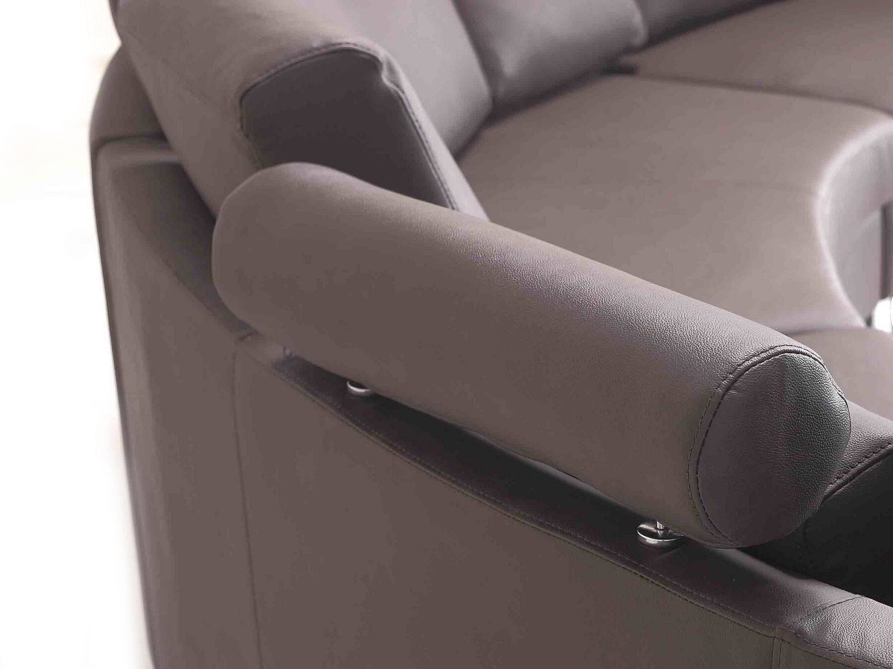 Curved Sofa ROTUNDE Leather Brown 7 Seater Symmetrical