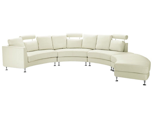 7 Seater Curved Leather Modular Sofa Cream Beige ROTUNDE