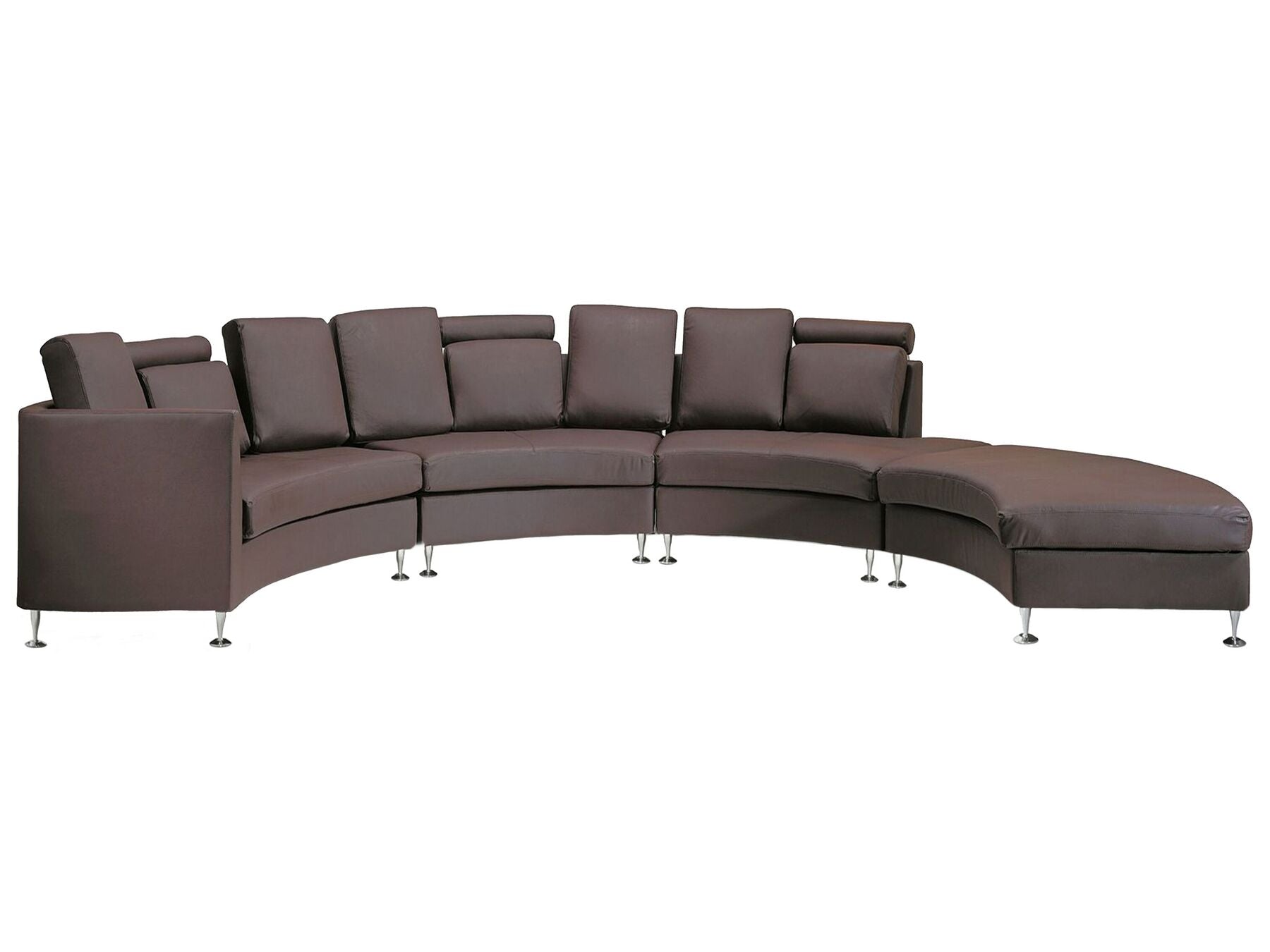 Curved Sofa ROTUNDE Leather Brown 7 Seater Symmetrical
