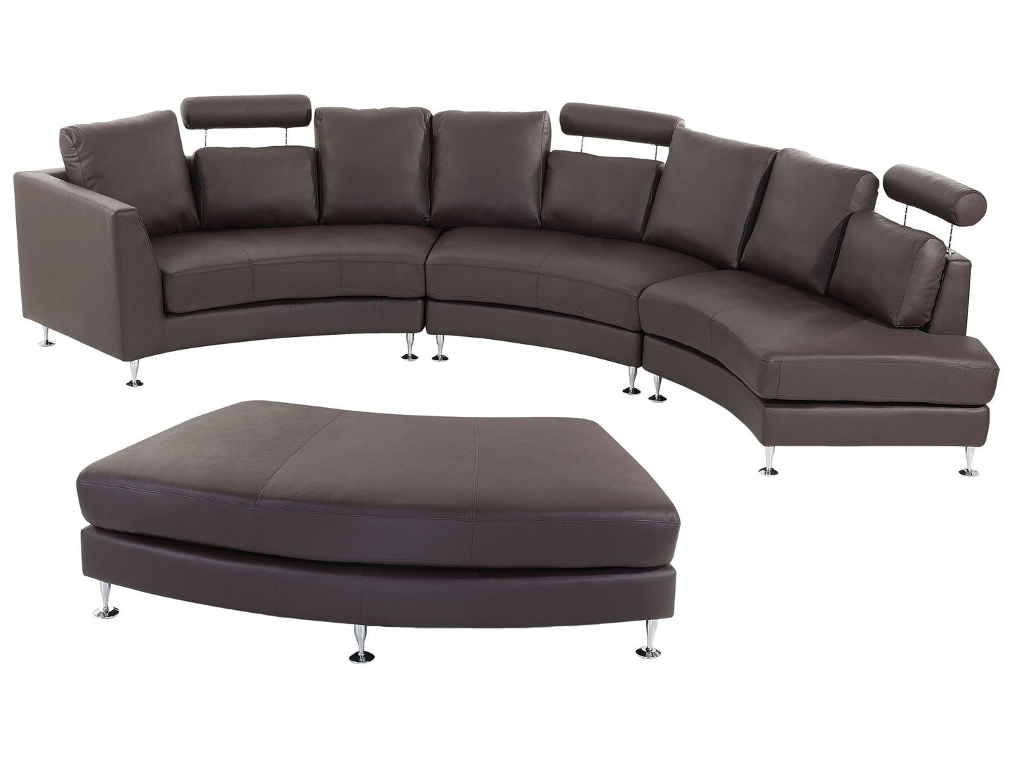 Curved Sofa ROTUNDE Leather Brown 7 Seater Symmetrical