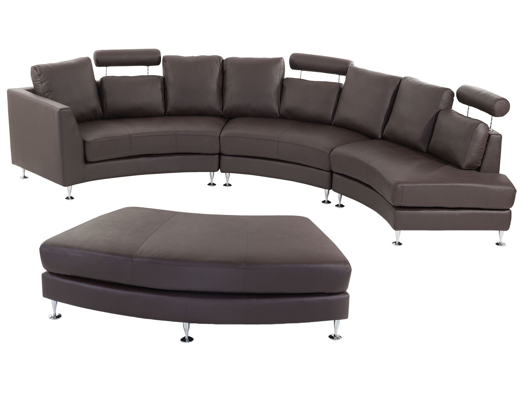 Curved Sofa ROTUNDE Leather Brown 7 Seater Symmetrical