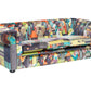 3 Seater Fabric Sofa Patchwork Green and Yellow CHESTERFIELD