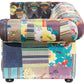 3 Seater Fabric Sofa Patchwork Green and Yellow CHESTERFIELD