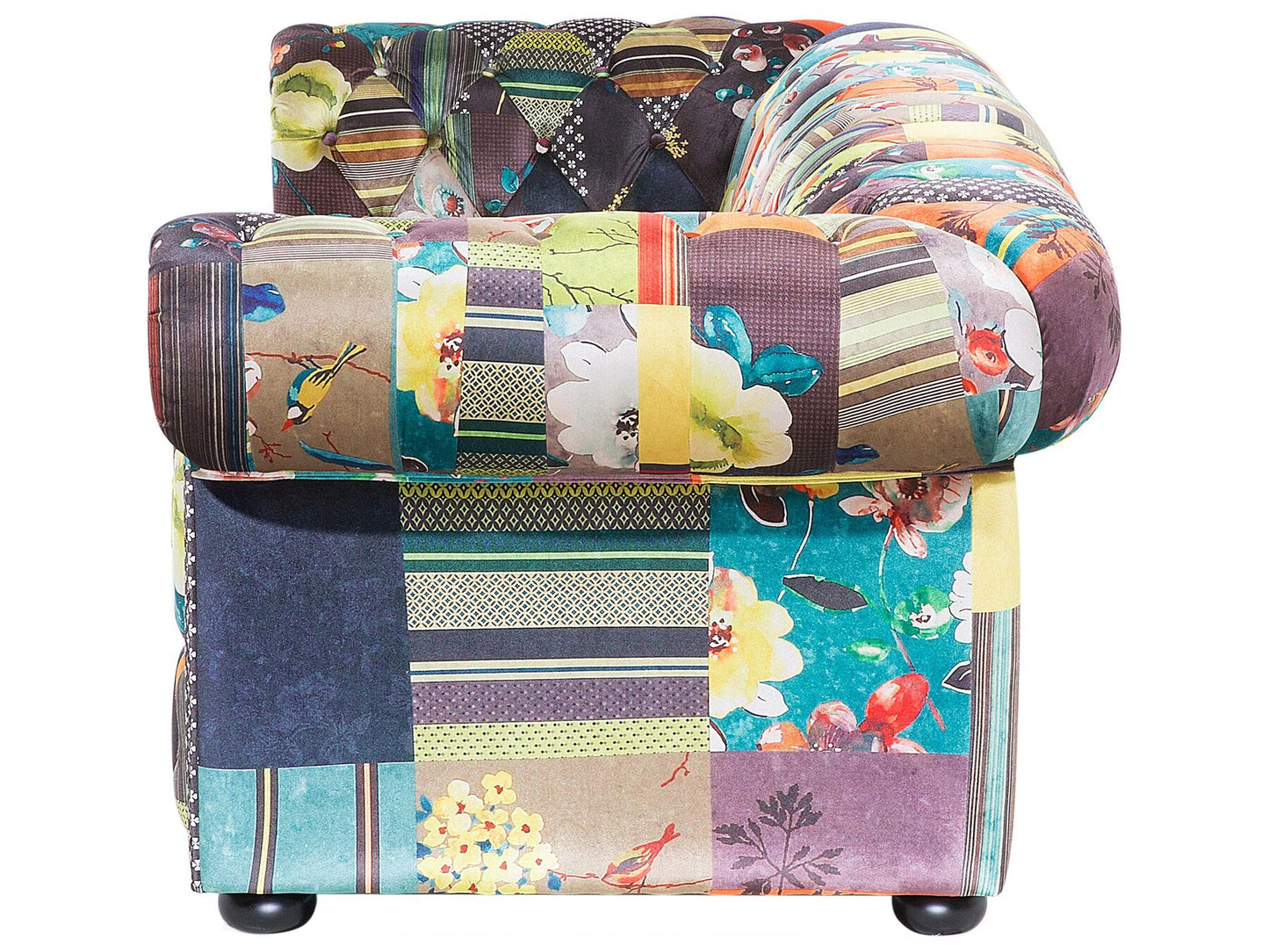 3 Seater Fabric Sofa Patchwork Green and Yellow CHESTERFIELD