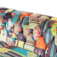 3 Seater Fabric Sofa Patchwork Green and Yellow CHESTERFIELD