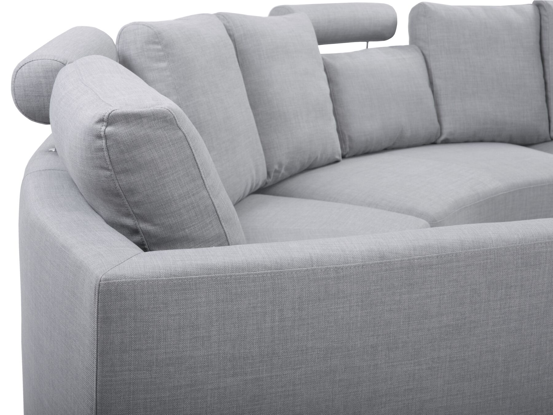 Curved Sofa ROTUNDE Fabric Light Grey 7 Seater Symmetrical