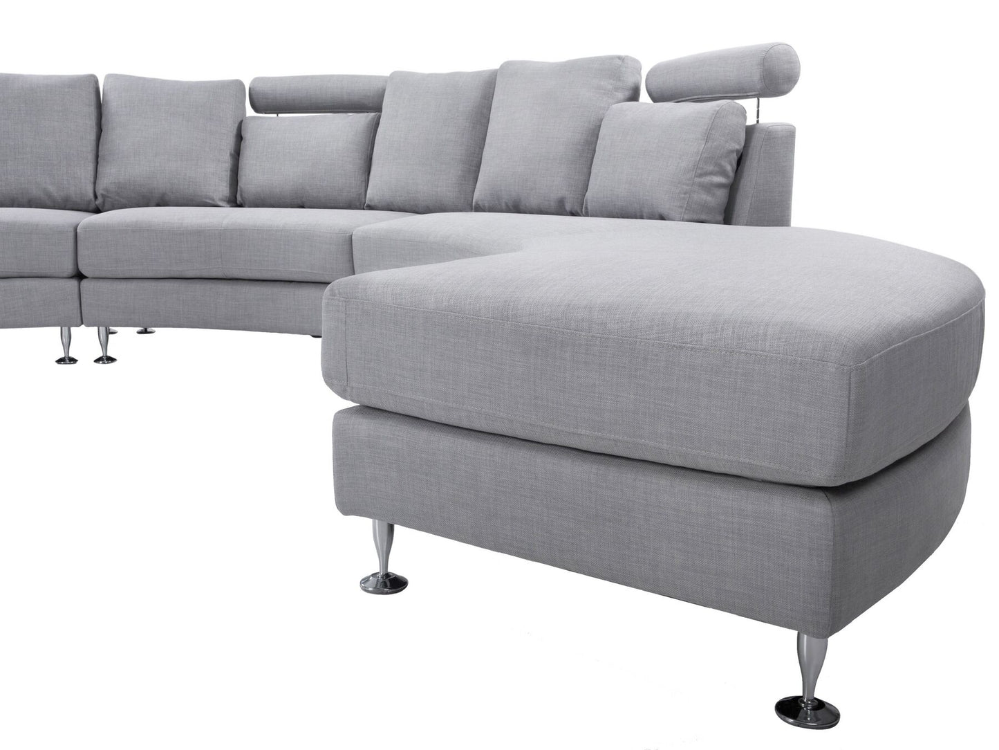 Curved Sofa ROTUNDE Fabric Light Grey 7 Seater Symmetrical