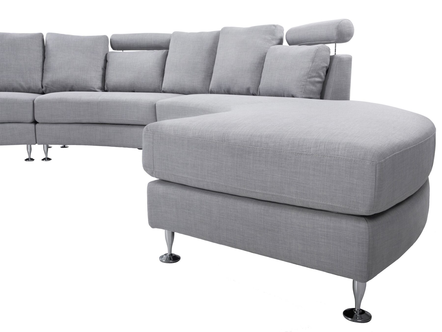 Curved Sofa ROTUNDE Fabric Light Grey 7 Seater Symmetrical