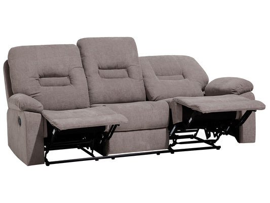 3 Seater Fabric Manual Recliner Sofa Taupe Beige BERGEN
