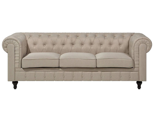 3 Seater Fabric Sofa Beige CHESTERFIELD Big