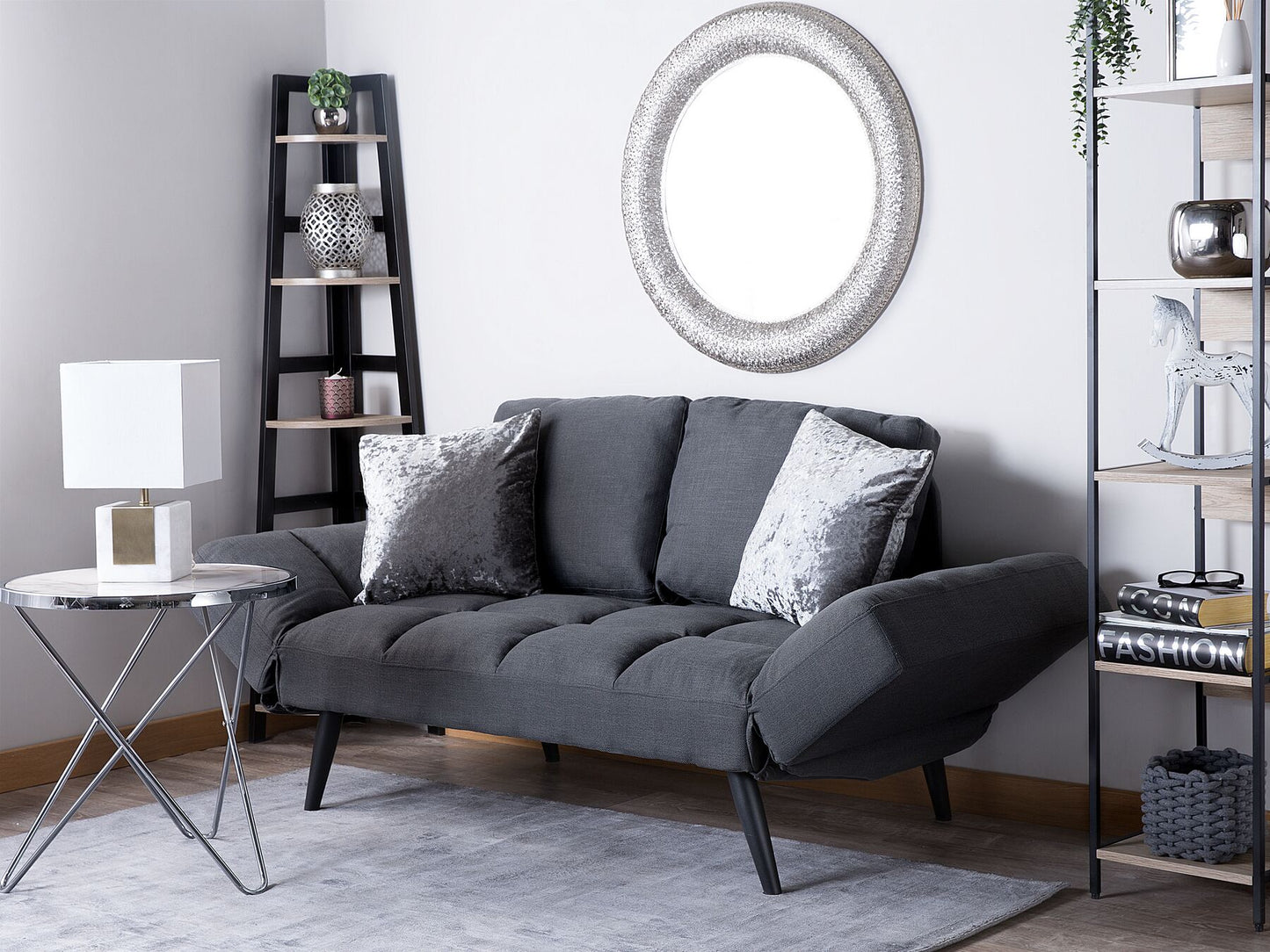 Fabric Sofa Bed Dark Grey BREKKE