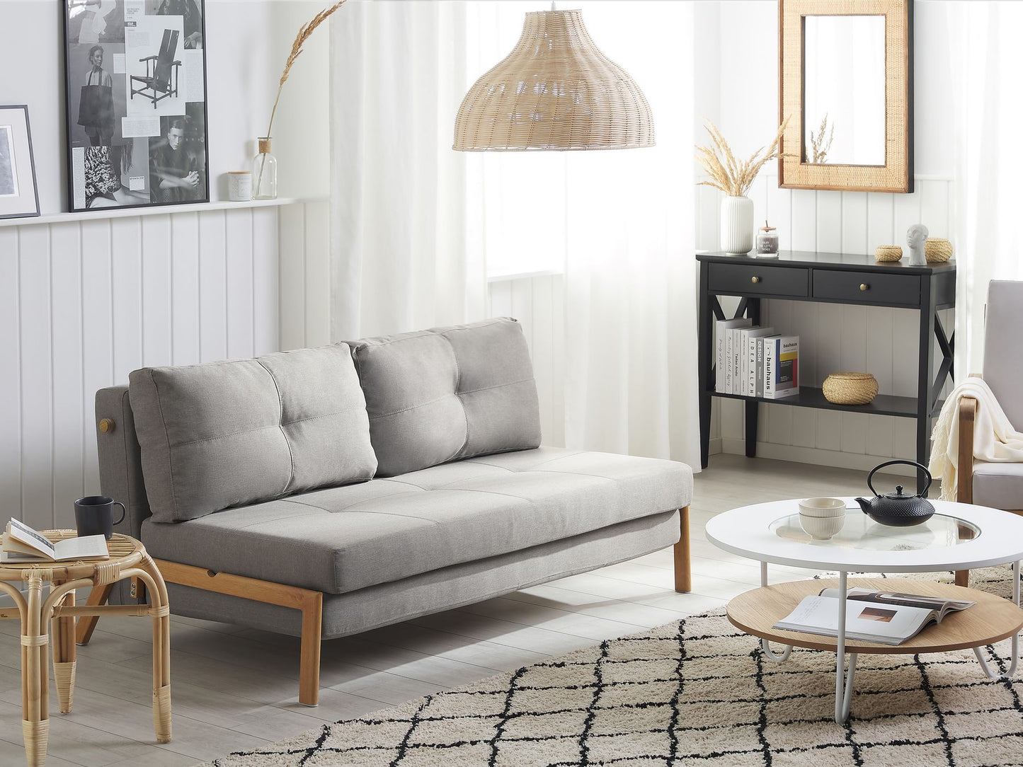 Fabric Sofa Bed Light Grey EDLAND