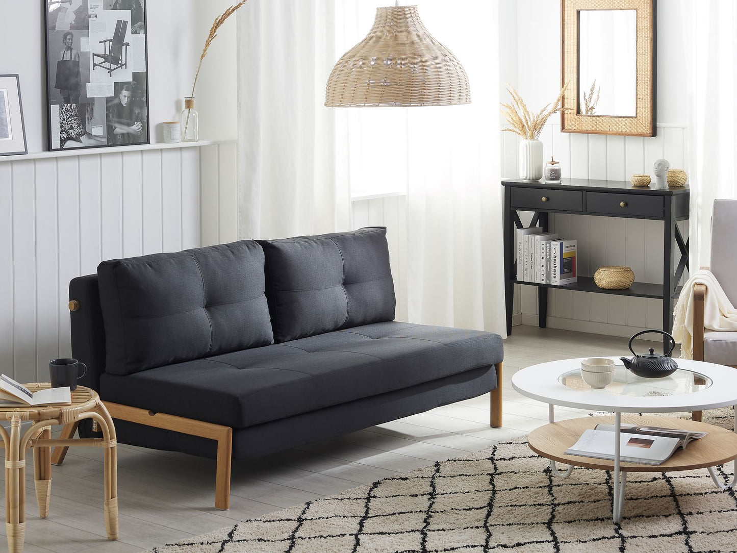 Fabric Sofa Bed Black EDLAND