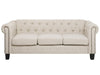 3 Seater Fabric Sofa Nailhead Trim Beige