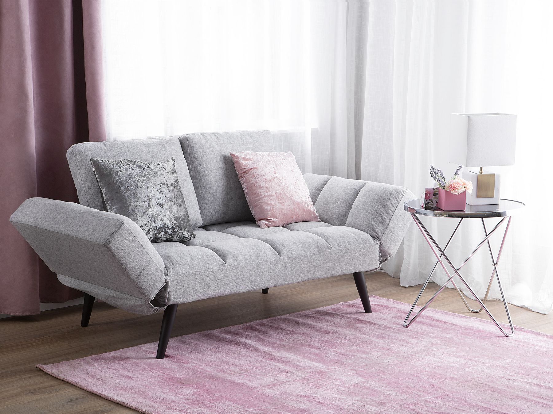 Fabric Sofa Bed Light Grey BREKKE