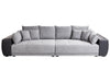 4 Seater Fabric Sofa Grey and Black